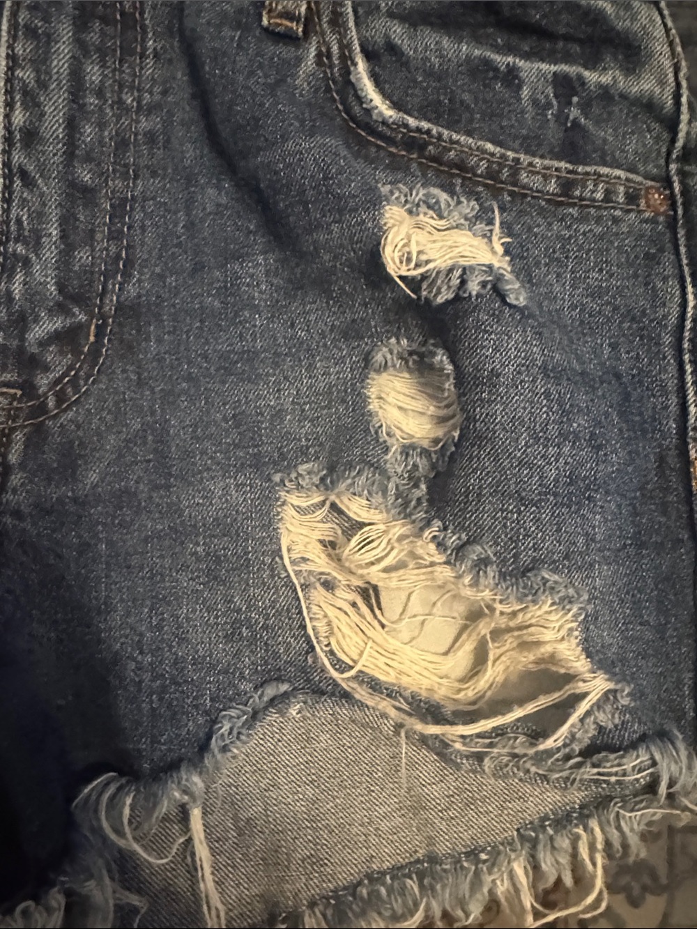 Aeropostale Distressed Dark Blue Denim Jean Shorts - Picture 4 of 5